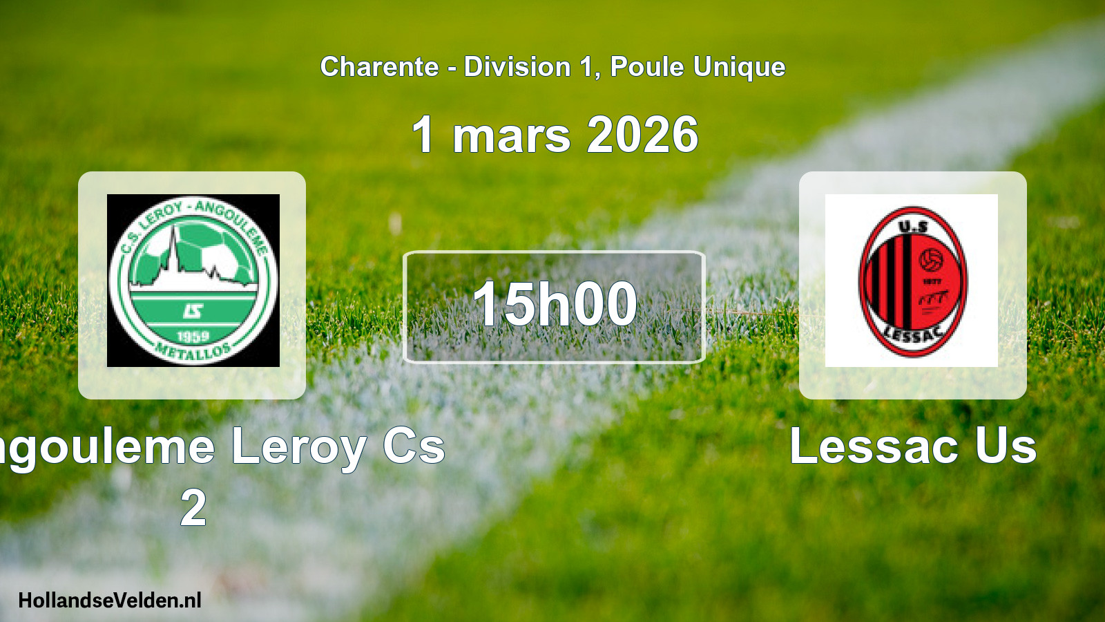 Geplande wedstrijd: Angouleme Leroy Cs 2 - Lessac Us (1 maart 2026)