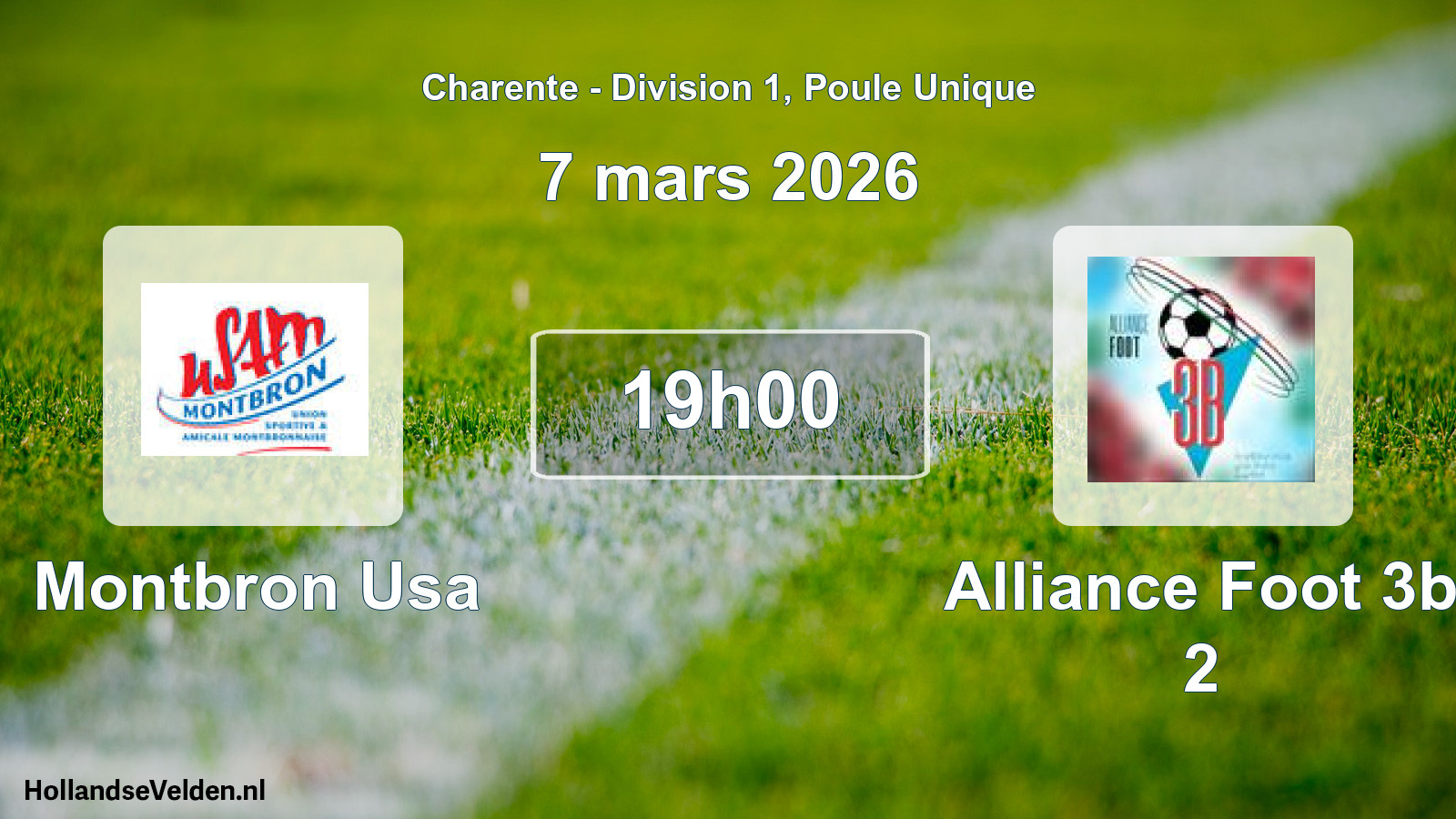 Geplande wedstrijd: Montbron Usa - Alliance Foot 3b 2 (7 maart 2026)