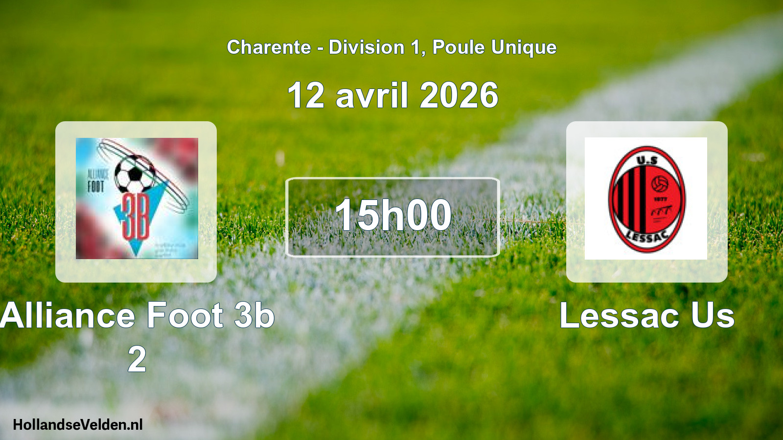 Geplande wedstrijd: Alliance Foot 3b 2 - Lessac Us (12 avril 2026)