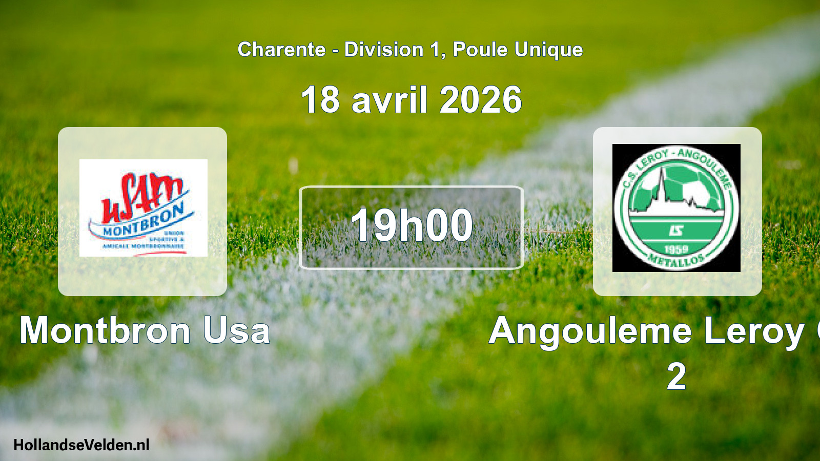 Geplande wedstrijd: Montbron Usa - Angouleme Leroy Cs 2 (18 avril 2026)