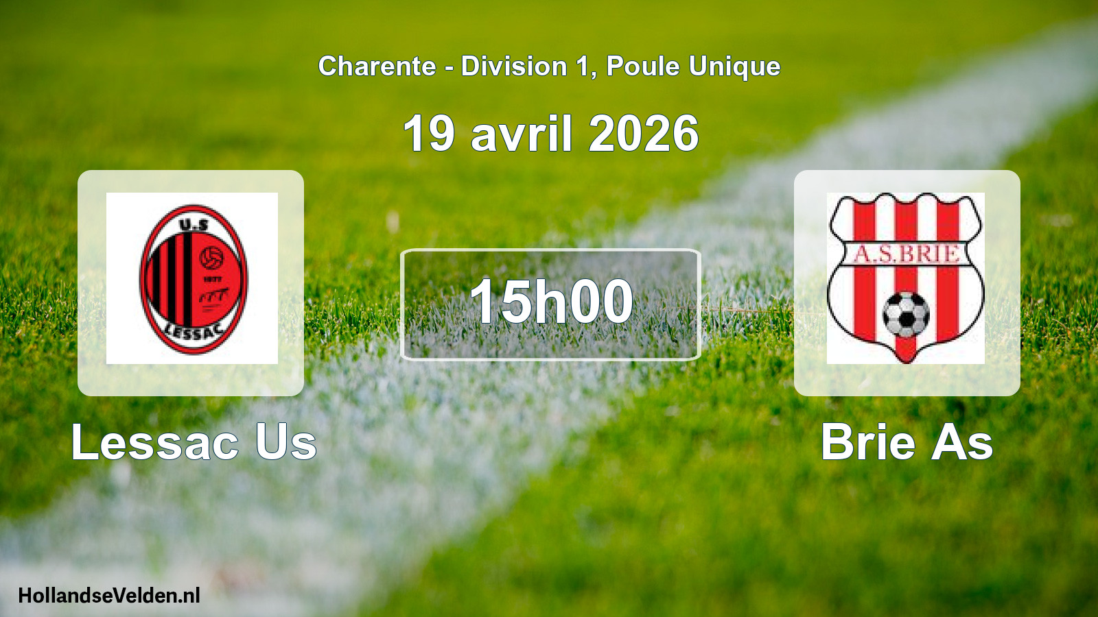 Geplande wedstrijd: Lessac Us - Brie As (19 avril 2026)