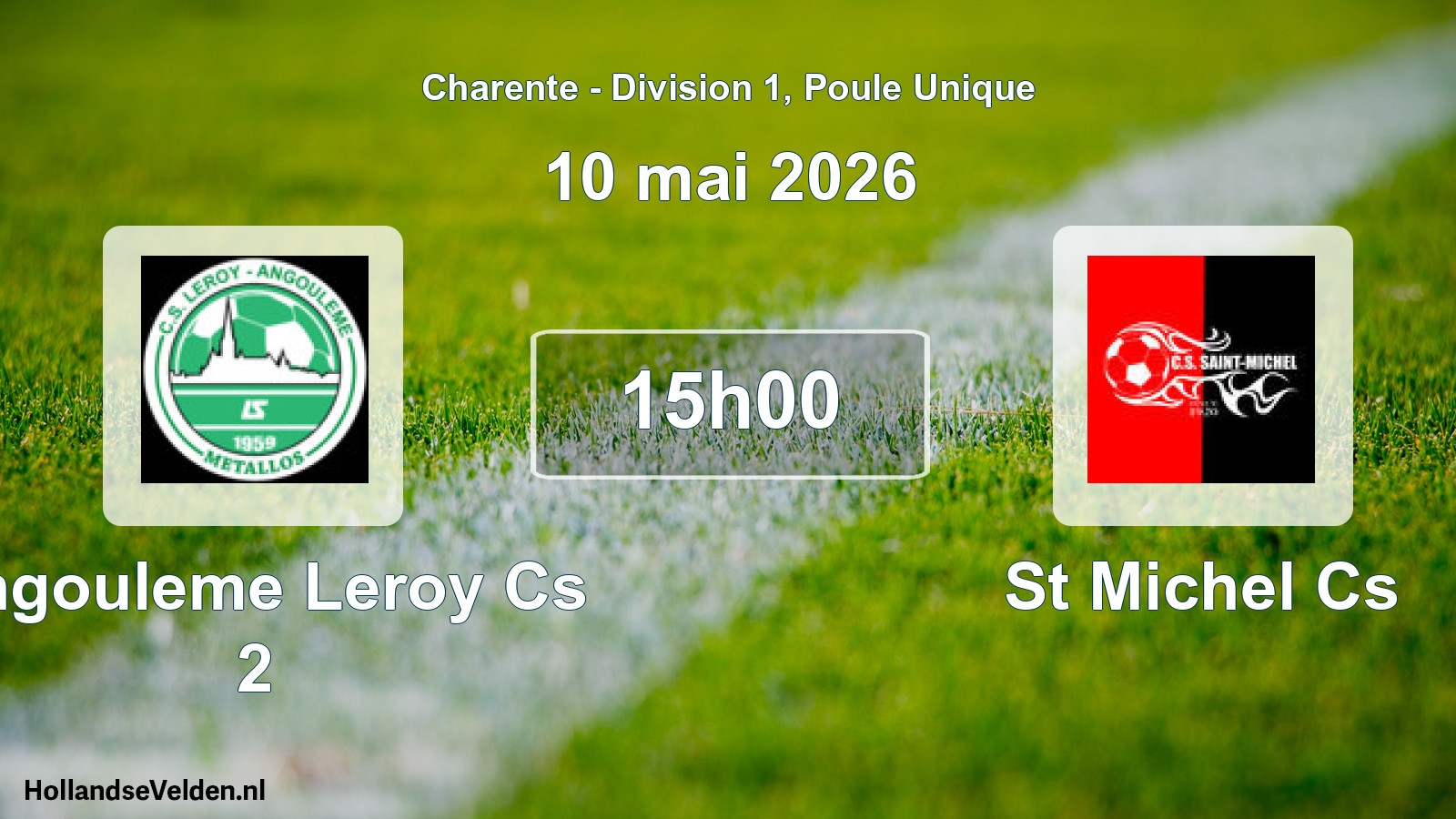 Geplande wedstrijd: Angouleme Leroy Cs 2 - St Michel Cs (10 mai 2026)