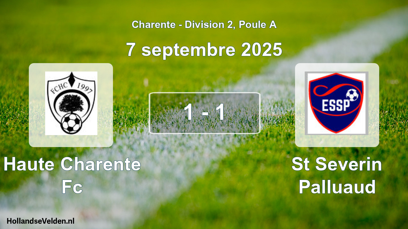 Gespeelde wedstrijd: Haute Charente Fc - St Severin Palluaud 1 - 1 (7 septembre 2025)