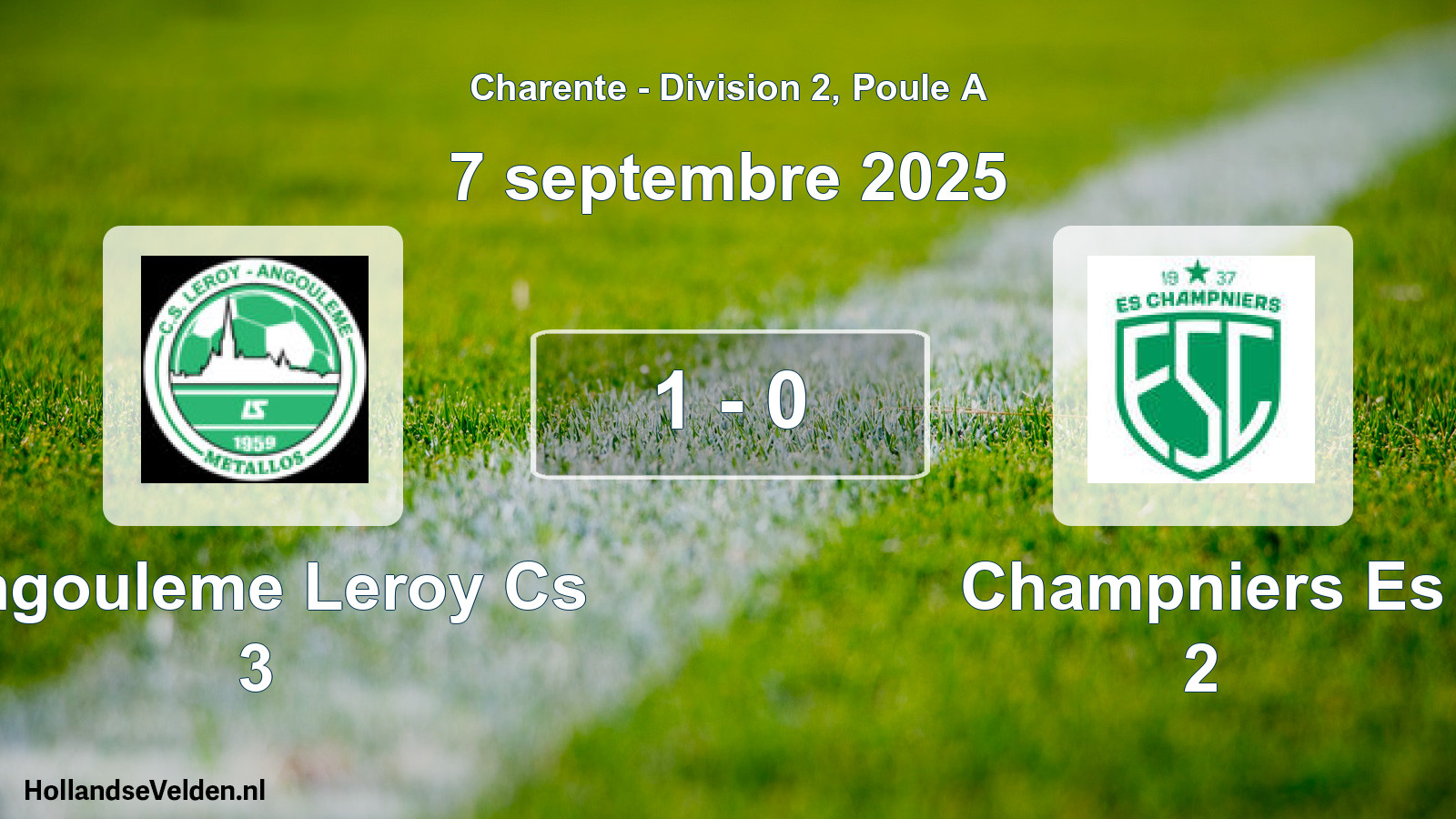 Gespeelde wedstrijd: Angouleme Leroy Cs 3 - Champniers Es 2 1 - 0 (7 septembre 2025)