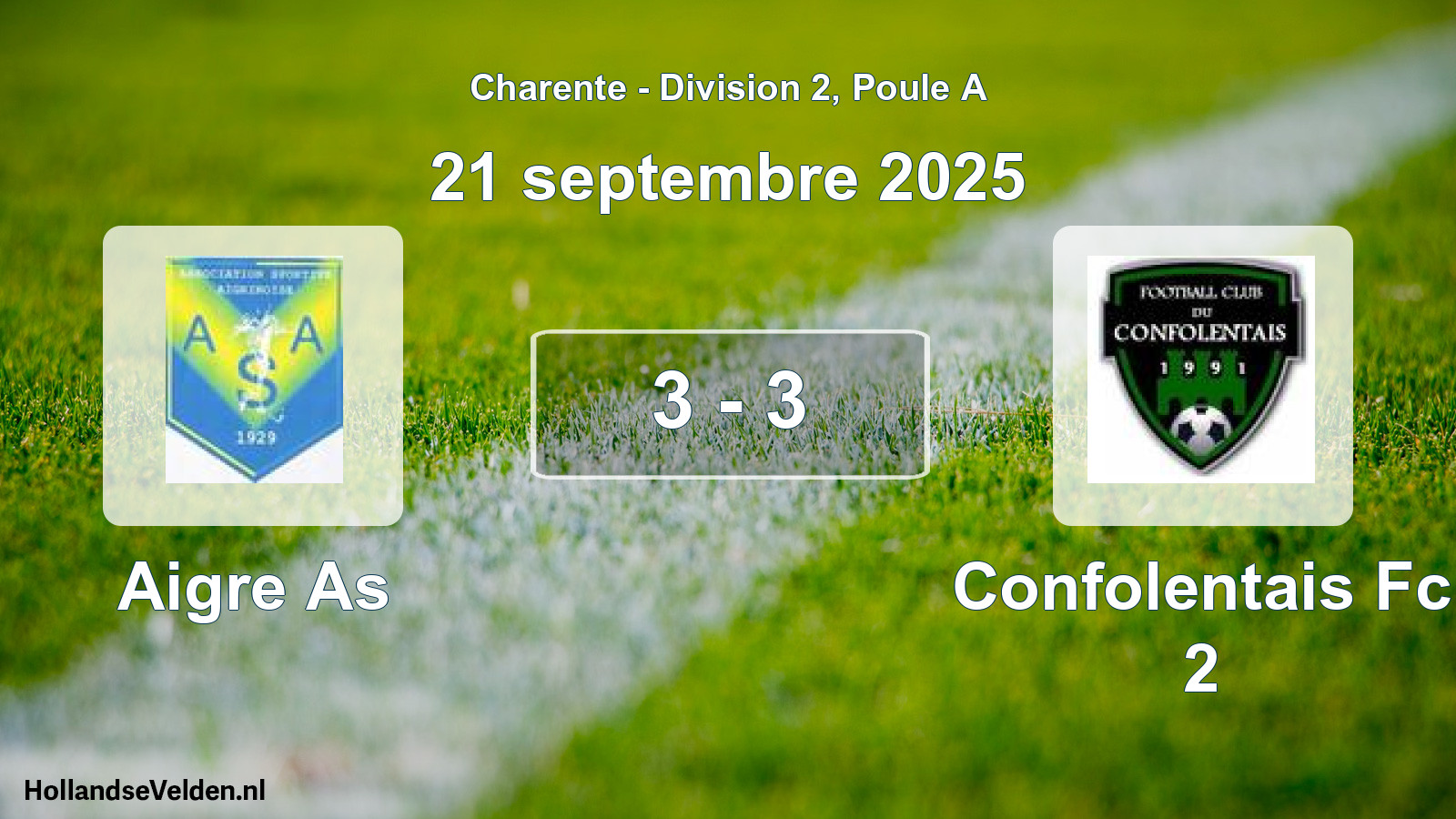Gespeelde wedstrijd: Aigre As - Confolentais Fc 2 3 - 3 (21 septembre 2025)
