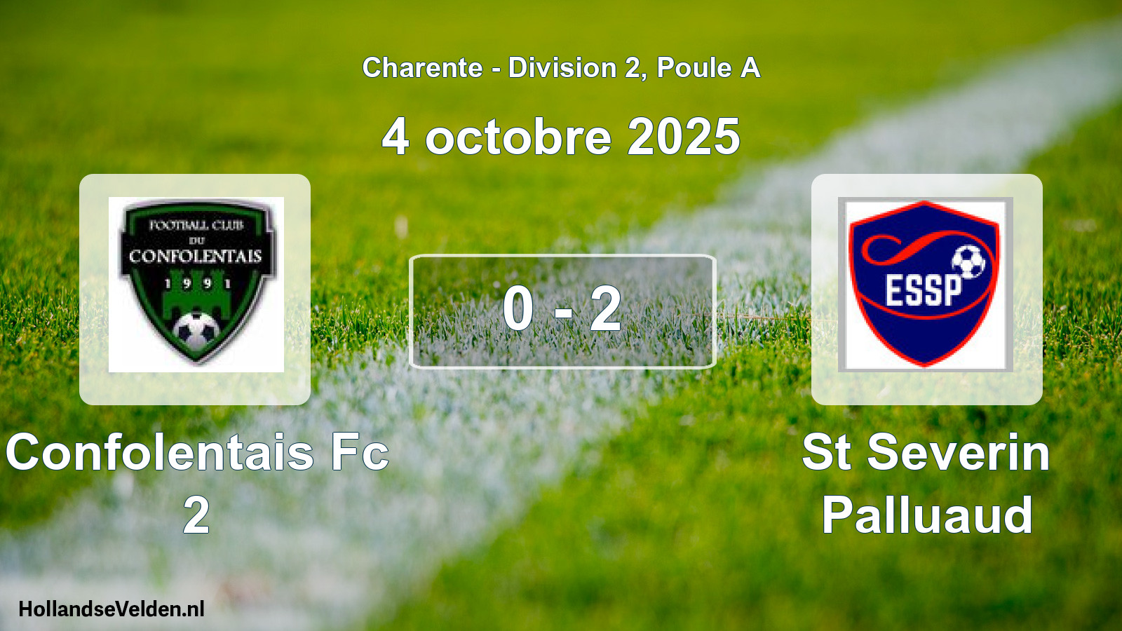 Gespeelde wedstrijd: Confolentais Fc 2 - St Severin Palluaud 0 - 2 (4 octobre 2025)