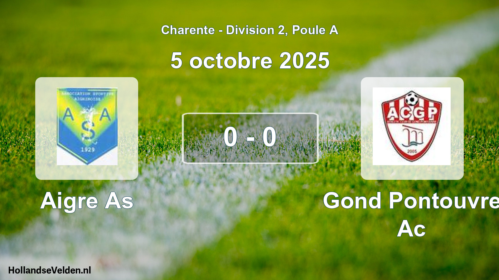 Gespeelde wedstrijd: Aigre As - Gond Pontouvre Ac 0 - 0 (5 octobre 2025)