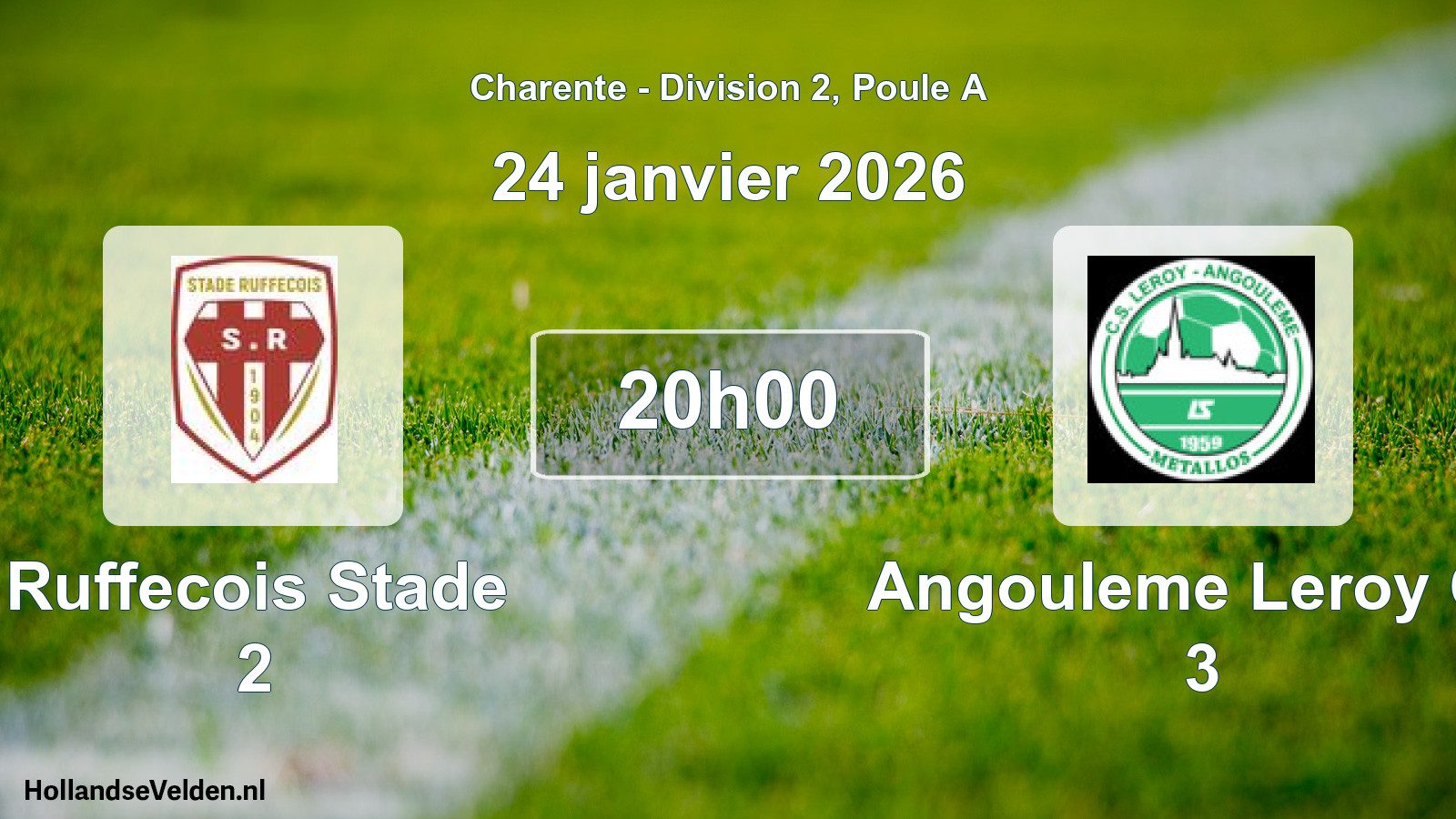 Geplande wedstrijd: Ruffecois Stade 2 - Angouleme Leroy Cs 3 (24 januari 2026)