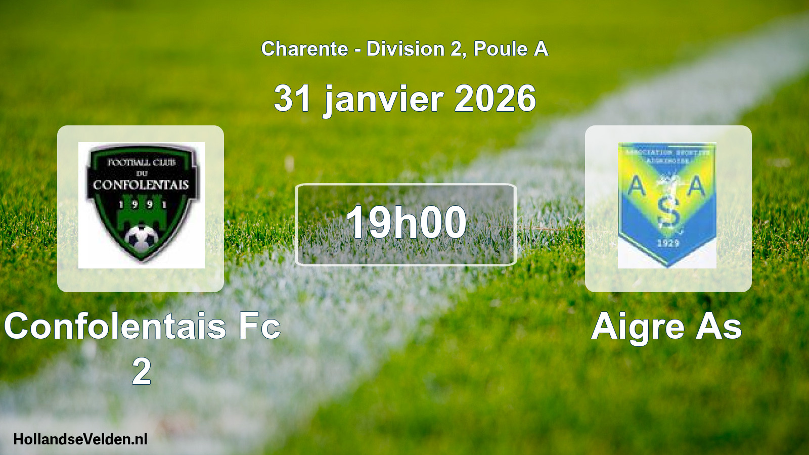 Geplande wedstrijd: Confolentais Fc 2 - Aigre As (31 janvier 2026)