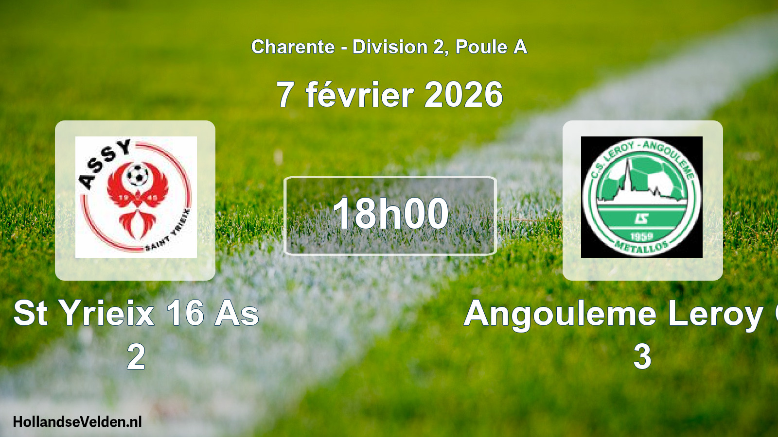 Scheduled Match: St Yrieix 16 As 2 - Angouleme Leroy Cs 3 (7 February 2026)