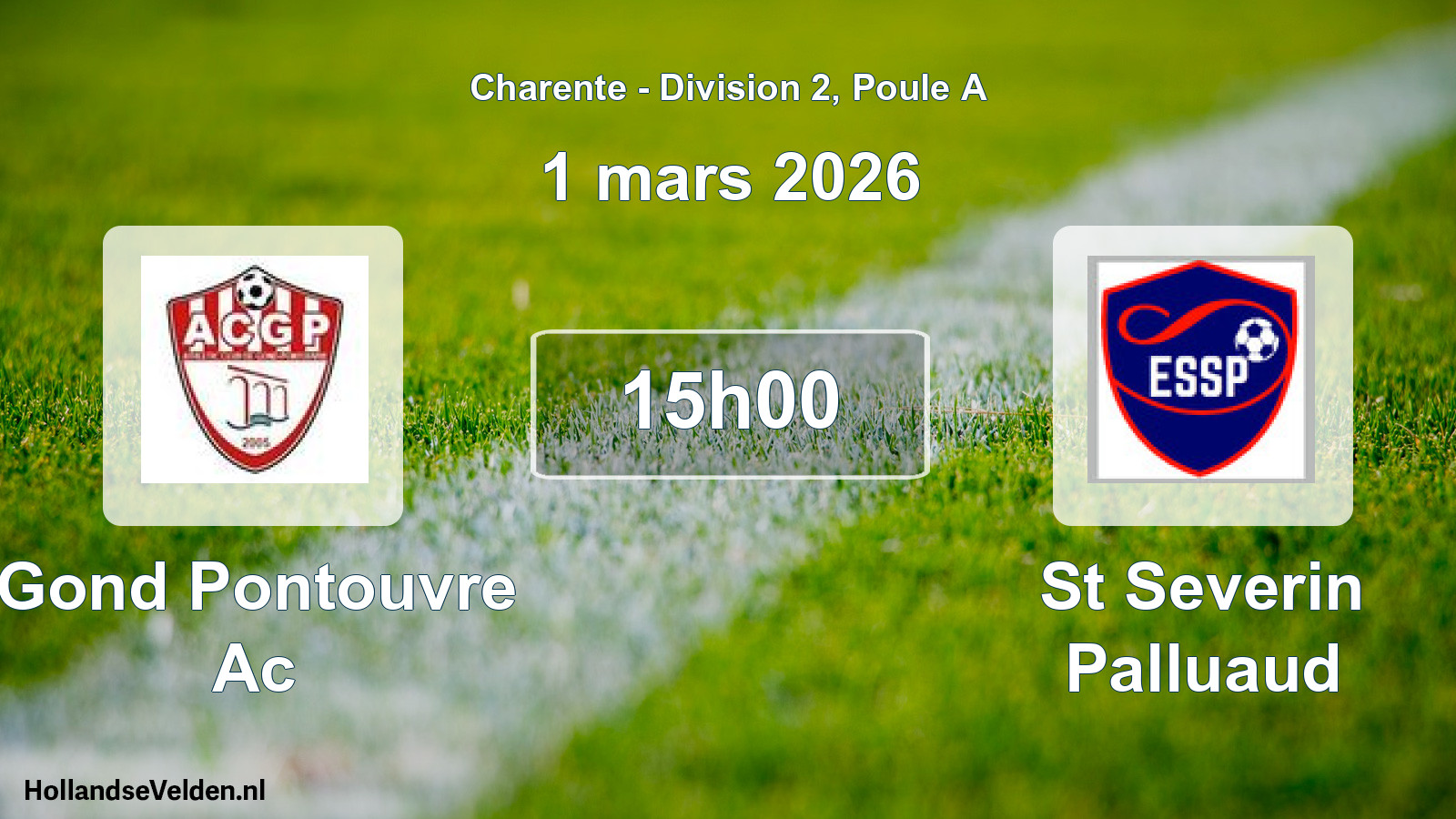 Geplande wedstrijd: Gond Pontouvre Ac - St Severin Palluaud (1 mars 2026)
