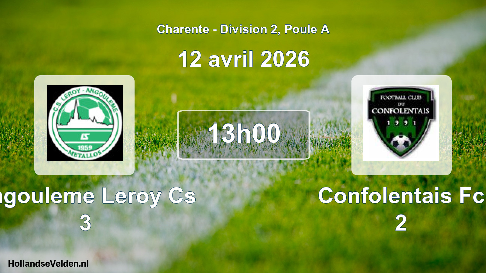 Geplande wedstrijd: Angouleme Leroy Cs 3 - Confolentais Fc 2 (12 april 2026)