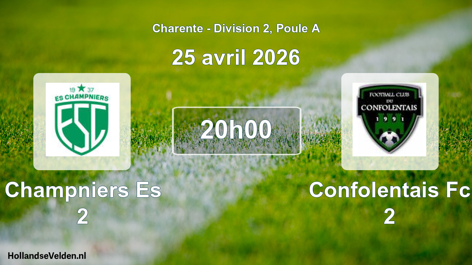 Geplande wedstrijd: Champniers Es 2 - Confolentais Fc 2 (25 avril 2026)