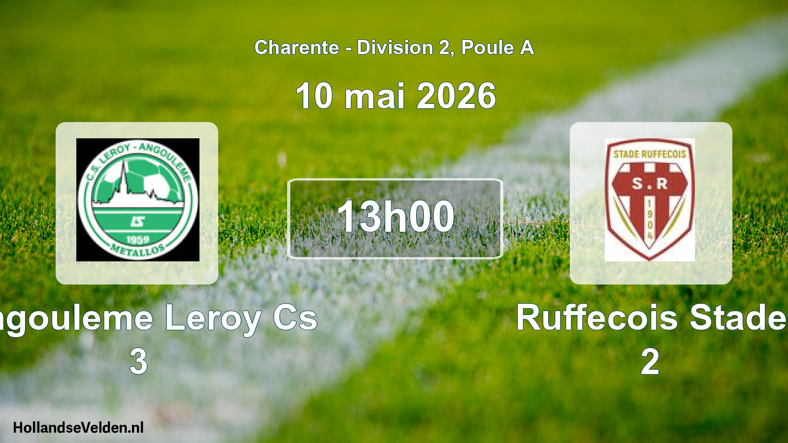 Geplande wedstrijd: Angouleme Leroy Cs 3 - Ruffecois Stade 2 (10 mei 2026)