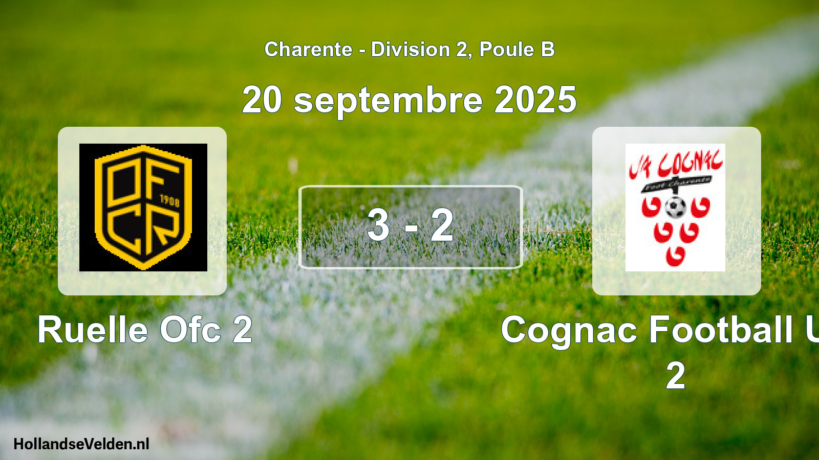 Gespeelde wedstrijd: Ruelle Ofc 2 - Cognac Football Ua 2 3 - 2 (20 septembre 2025)
