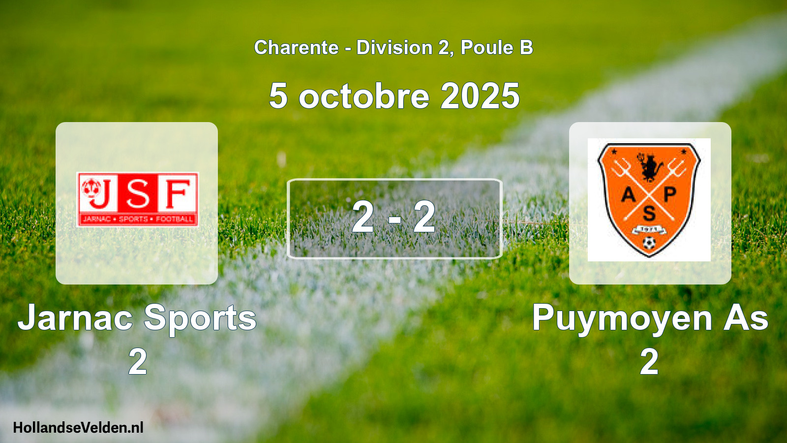Gespeelde wedstrijd: Jarnac Sports 2 - Puymoyen As 2 2 - 2 (5 octobre 2025)