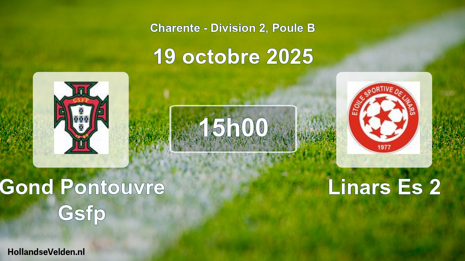 Geplande wedstrijd: Gond Pontouvre Gsfp - Linars Es 2 (19 octobre 2025)