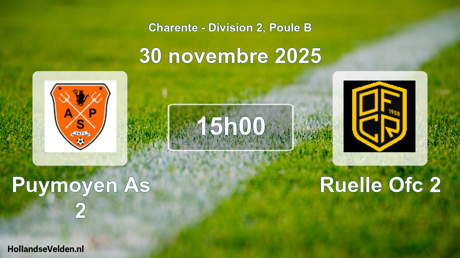 Geplande wedstrijd: Puymoyen As 2 - Ruelle Ofc 2 (30 novembre 2025)