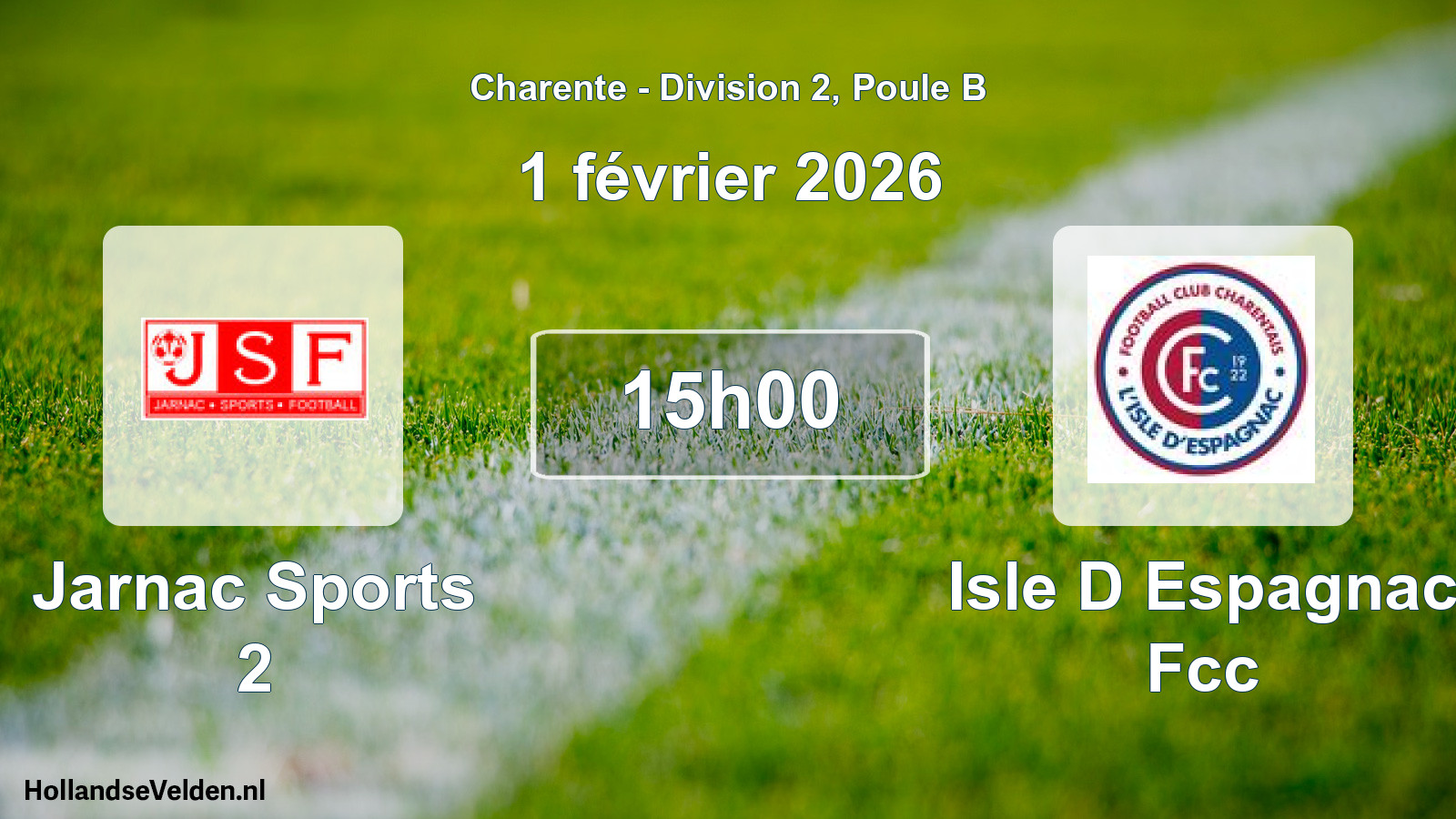 Geplande wedstrijd: Jarnac Sports 2 - Isle D Espagnac Fcc (1 février 2026)