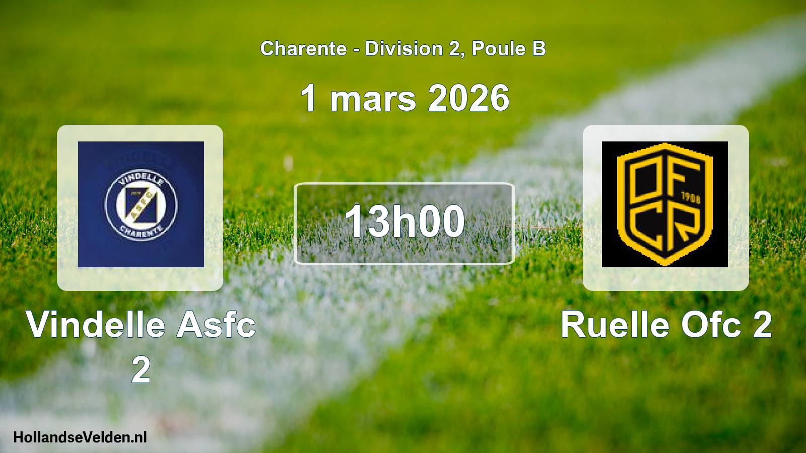Scheduled Match: Vindelle Asfc 2 - Ruelle Ofc 2 (1 March 2026)