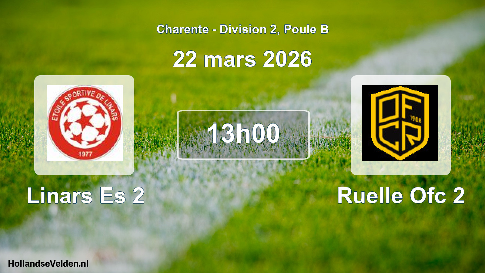 Geplande wedstrijd: Linars Es 2 - Ruelle Ofc 2 (22 maart 2026)