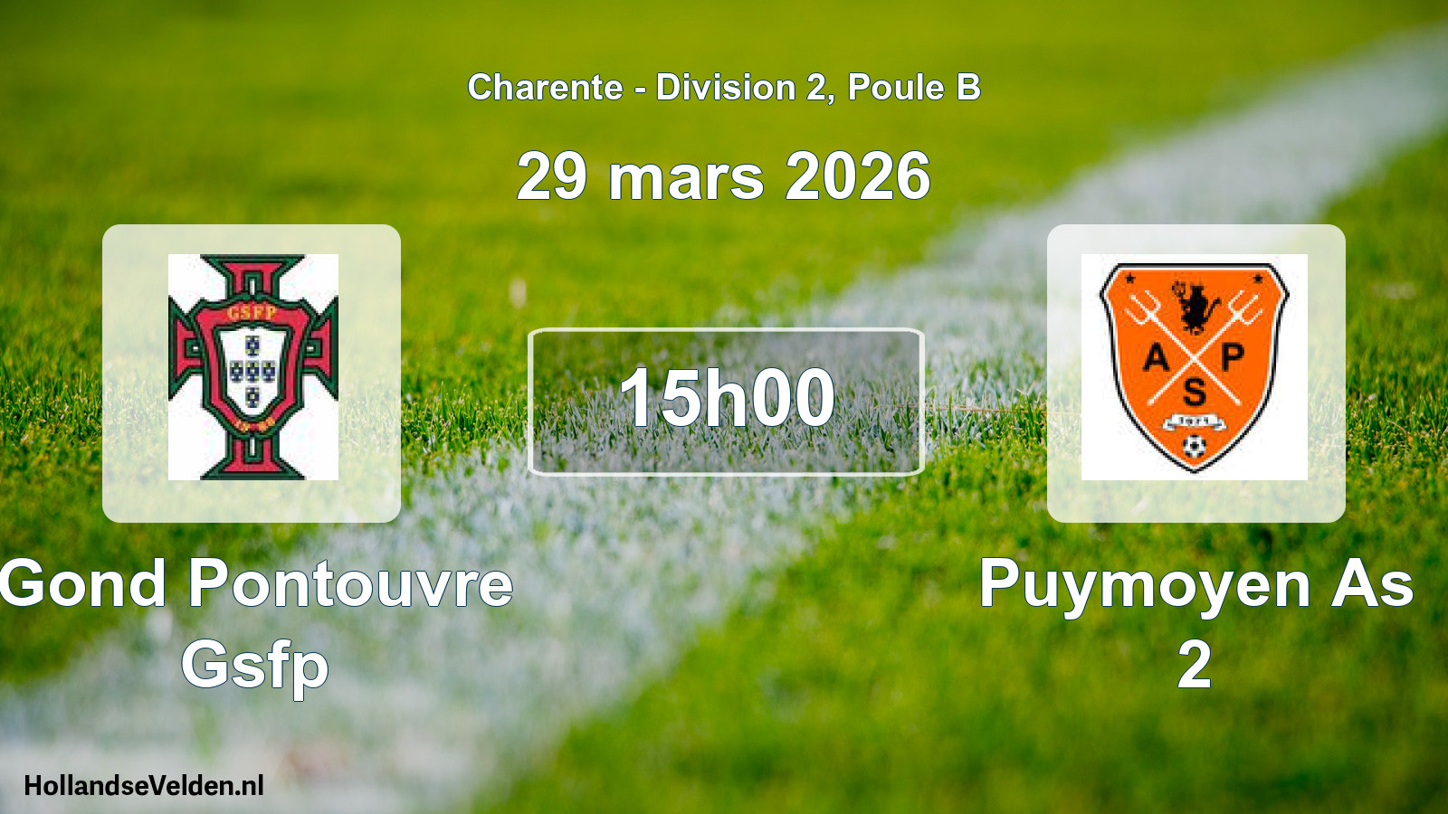 Geplande wedstrijd: Gond Pontouvre Gsfp - Puymoyen As 2 (29 mars 2026)