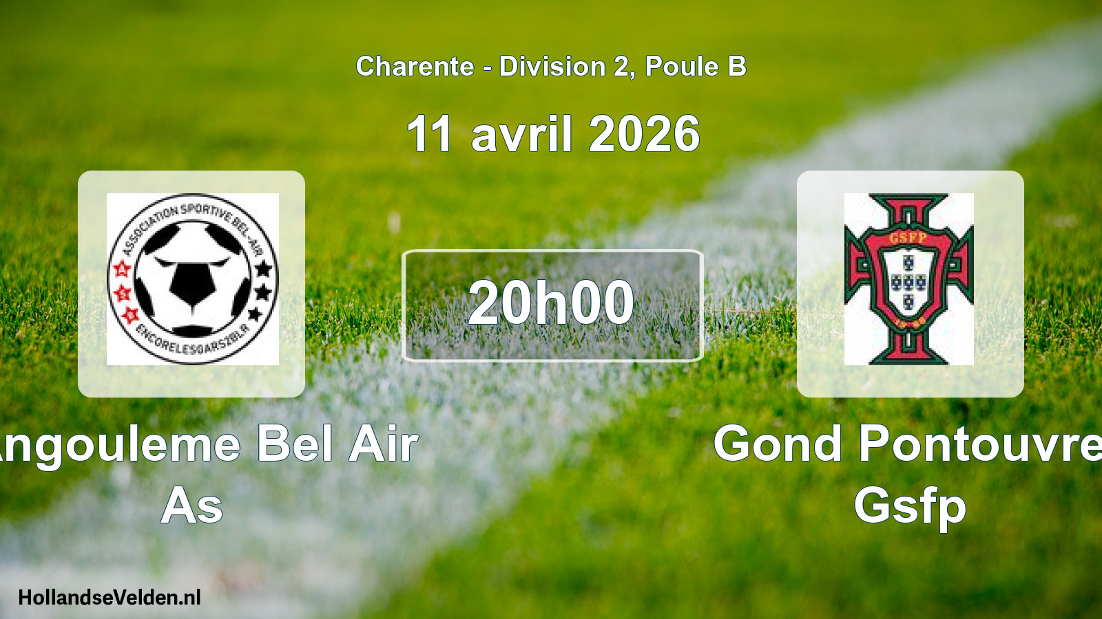 Geplande wedstrijd: Angouleme Bel Air As - Gond Pontouvre Gsfp (11 avril 2026)