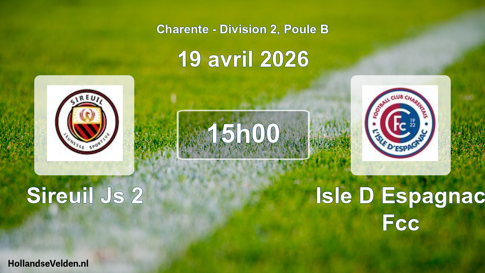Geplande wedstrijd: Sireuil Js 2 - Isle D Espagnac Fcc (19 avril 2026)