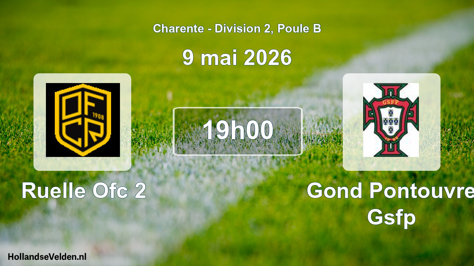 Geplande wedstrijd: Ruelle Ofc 2 - Gond Pontouvre Gsfp (9 mai 2026)