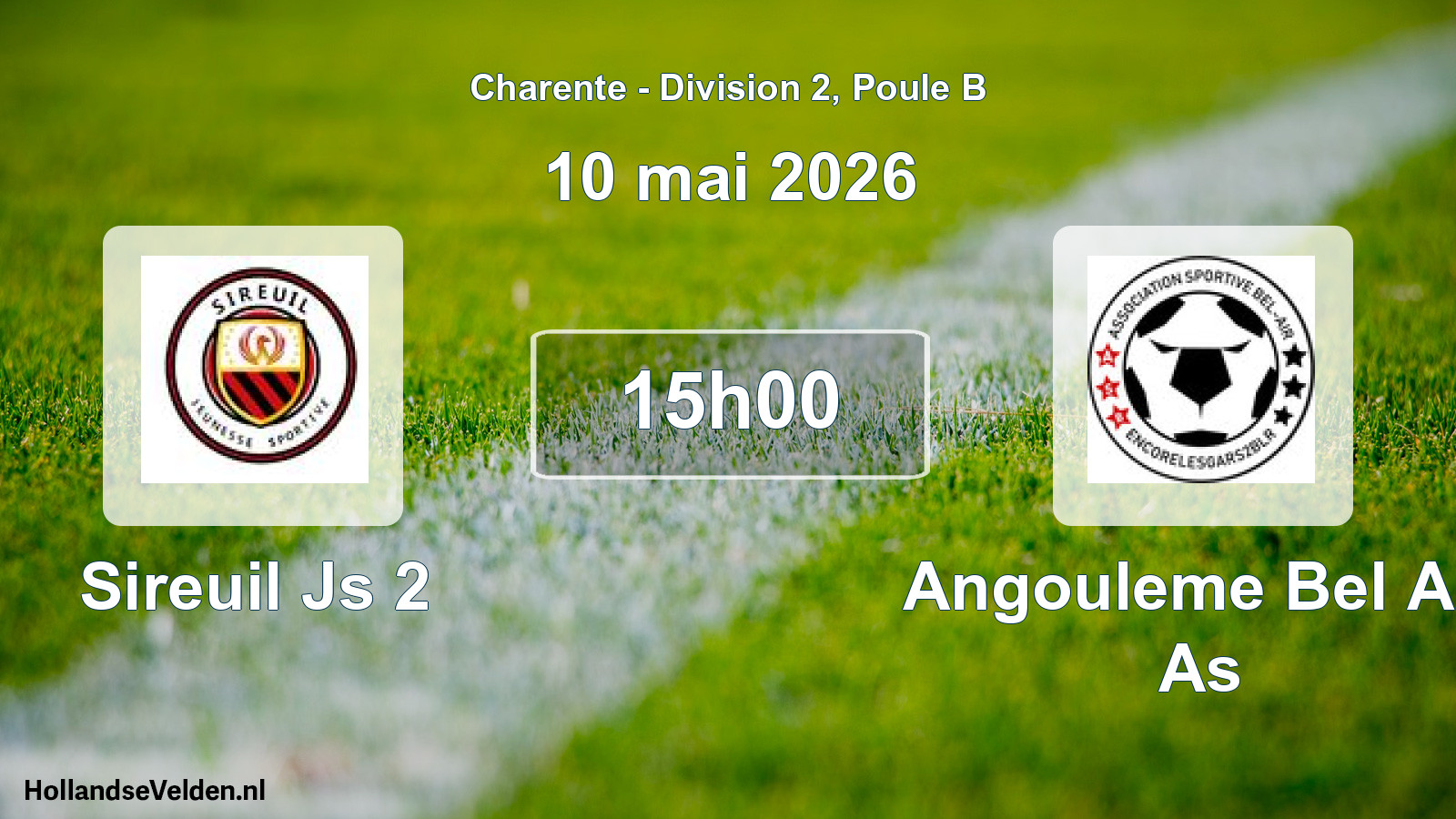 Geplande wedstrijd: Sireuil Js 2 - Angouleme Bel Air As (10 mai 2026)