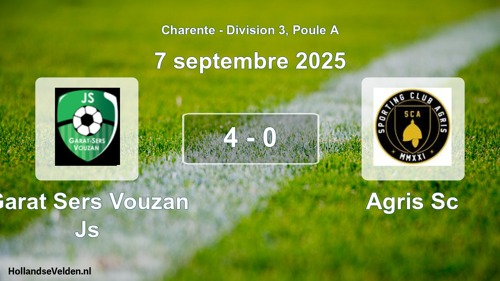 Gespeelde wedstrijd: Garat Sers Vouzan Js - Agris Sc 4 - 0 (7 september 2025)