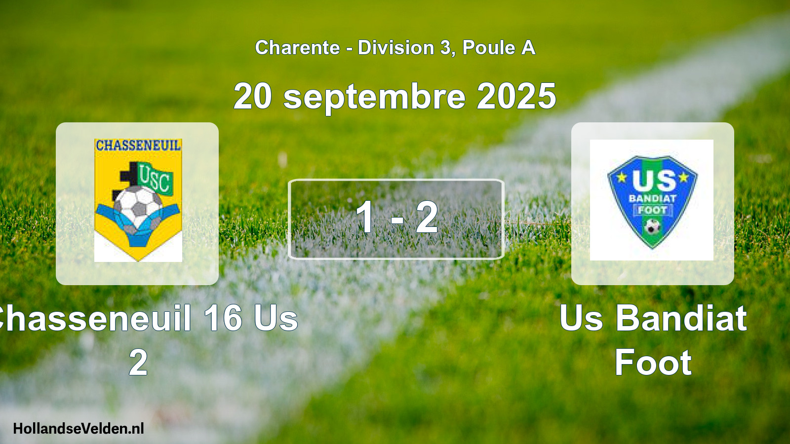 Gespeelde wedstrijd: Chasseneuil 16 Us 2 - Us Bandiat Foot 1 - 2 (20 septembre 2025)