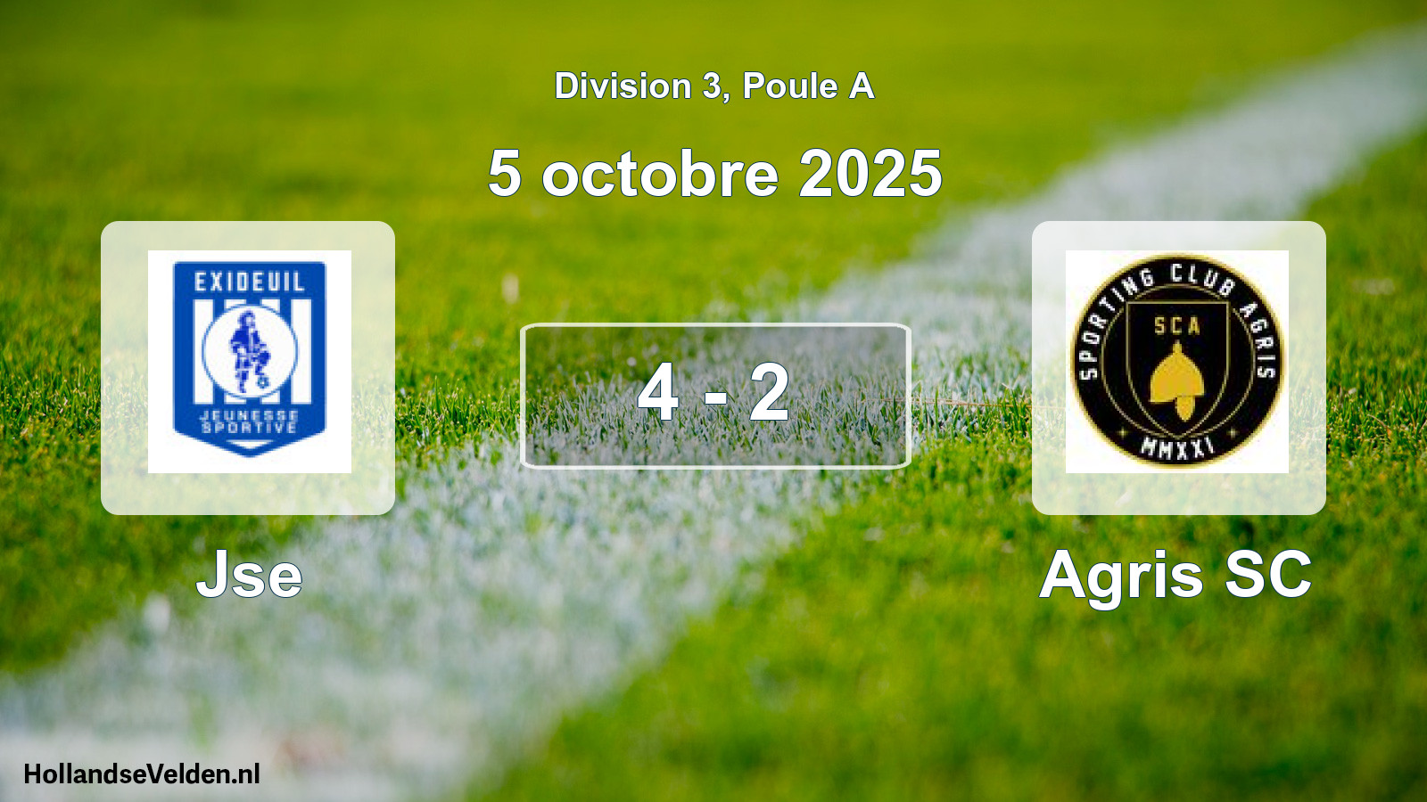 Match joué: Jse - Agris SC 4 - 2 (5 octobre 2025)