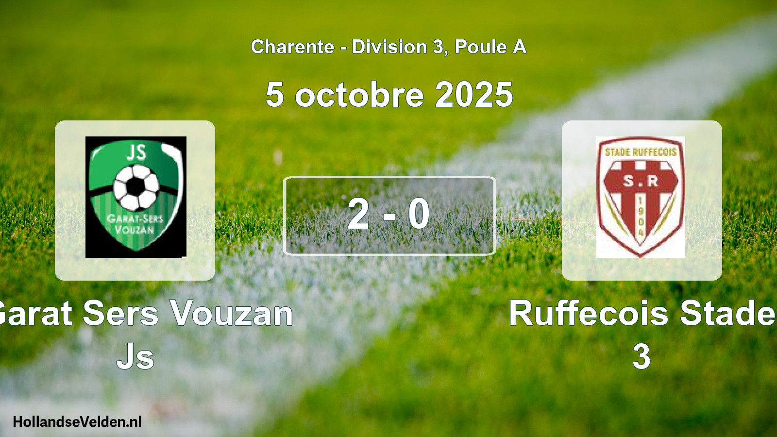 Gespeelde wedstrijd: Garat Sers Vouzan Js - Ruffecois Stade 3 2 - 0 (5 oktober 2025)