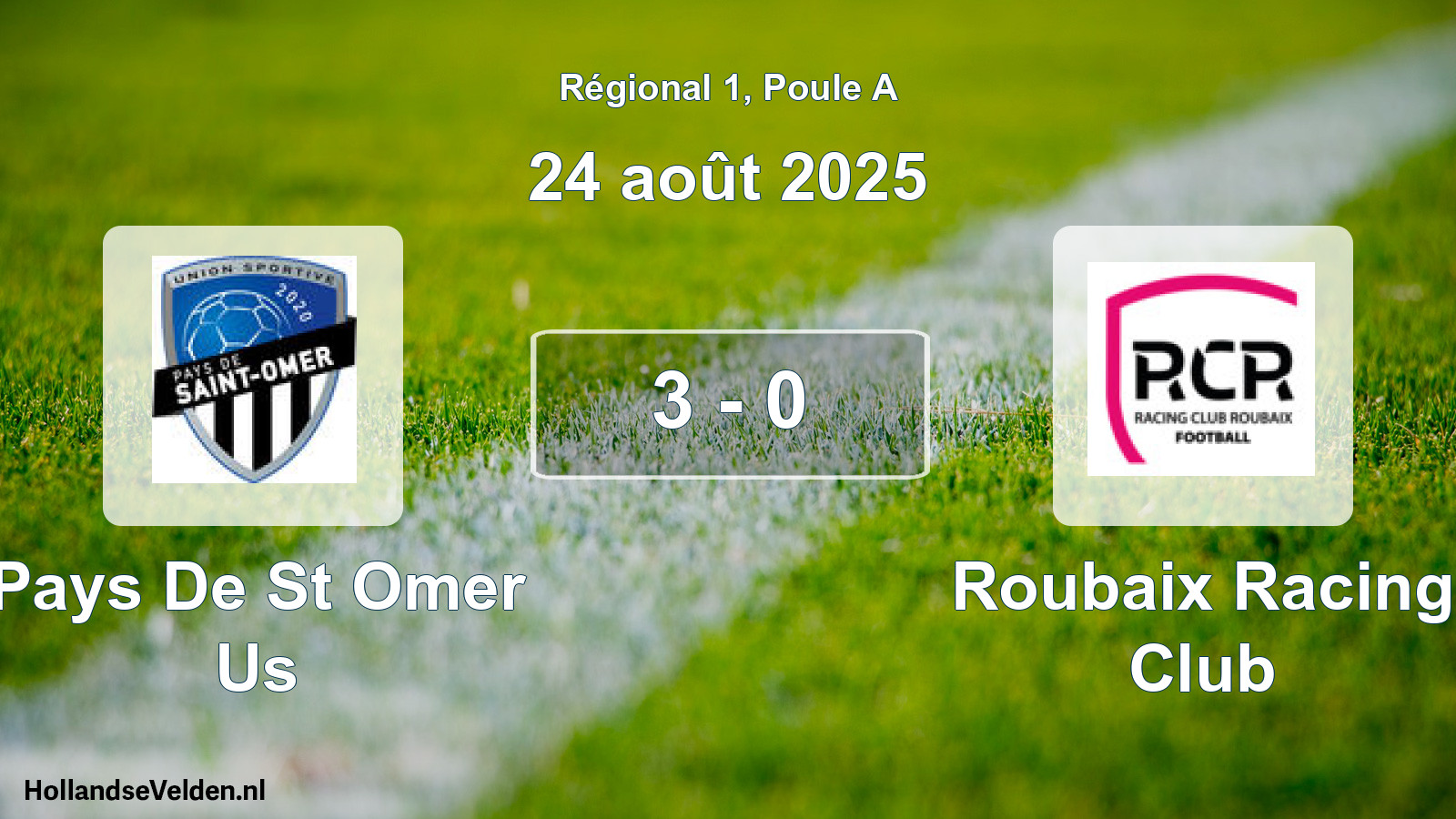 Gespeelde wedstrijd: Pays De St Omer Us - Roubaix Racing Club 3 - 0 (24 août 2025)