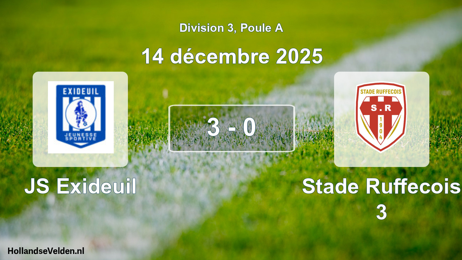 Match joué: JS Exideuil - Stade Ruffecois 3 3 - 0 (14 décembre 2025)
