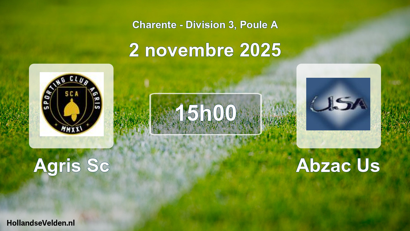 Scheduled Match: Agris Sc - Abzac Us (2 November 2025)