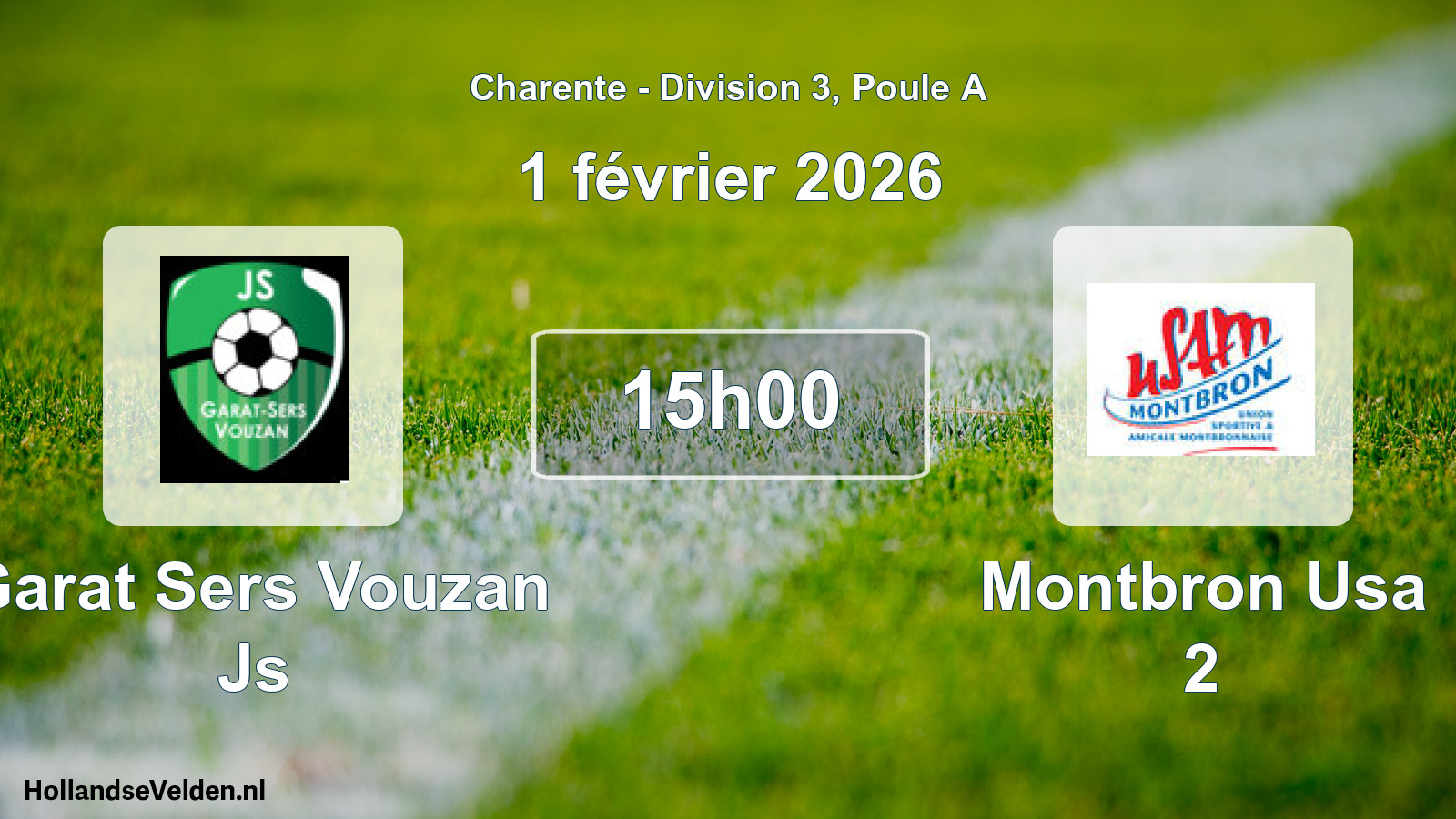 Geplande wedstrijd: Garat Sers Vouzan Js - Montbron Usa 2 (1 février 2026)