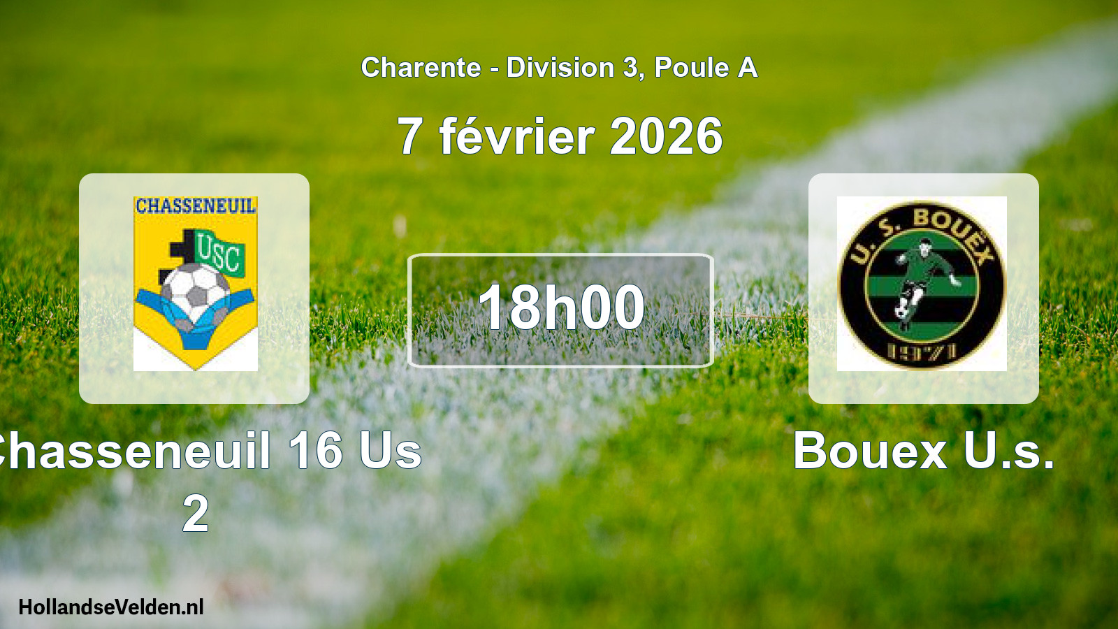 Geplande wedstrijd: Chasseneuil 16 Us 2 - Bouex U.s. (7 février 2026)