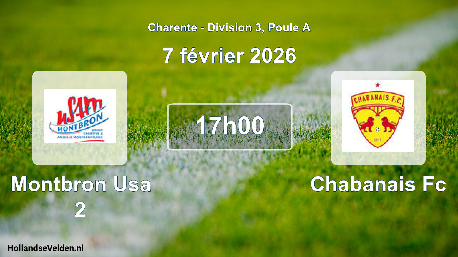 Geplande wedstrijd: Montbron Usa 2 - Chabanais Fc (7 février 2026)