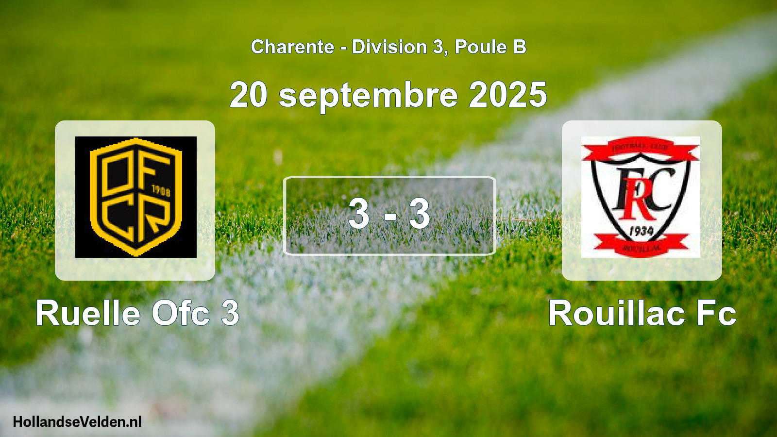 Total number of matches played: Ruelle Ofc 3 - Rouillac Fc 3 - 3 (20 September 2025)