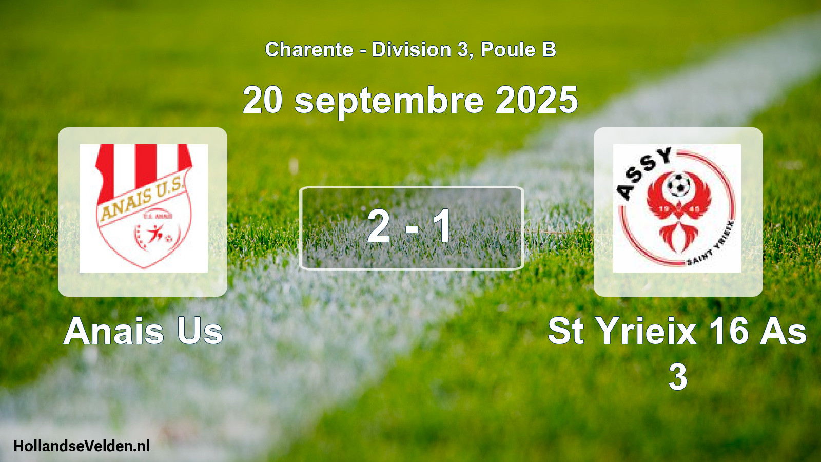 Gespeelde wedstrijd: Anais Us - St Yrieix 16 As 3 2 - 1 (20 september 2025)