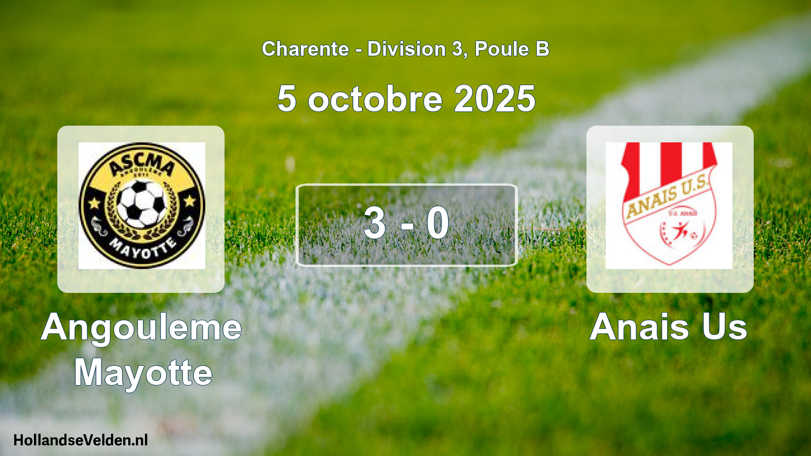 Gespeelde wedstrijd: Angouleme Mayotte - Anais Us 3 - 0 (5 octobre 2025)