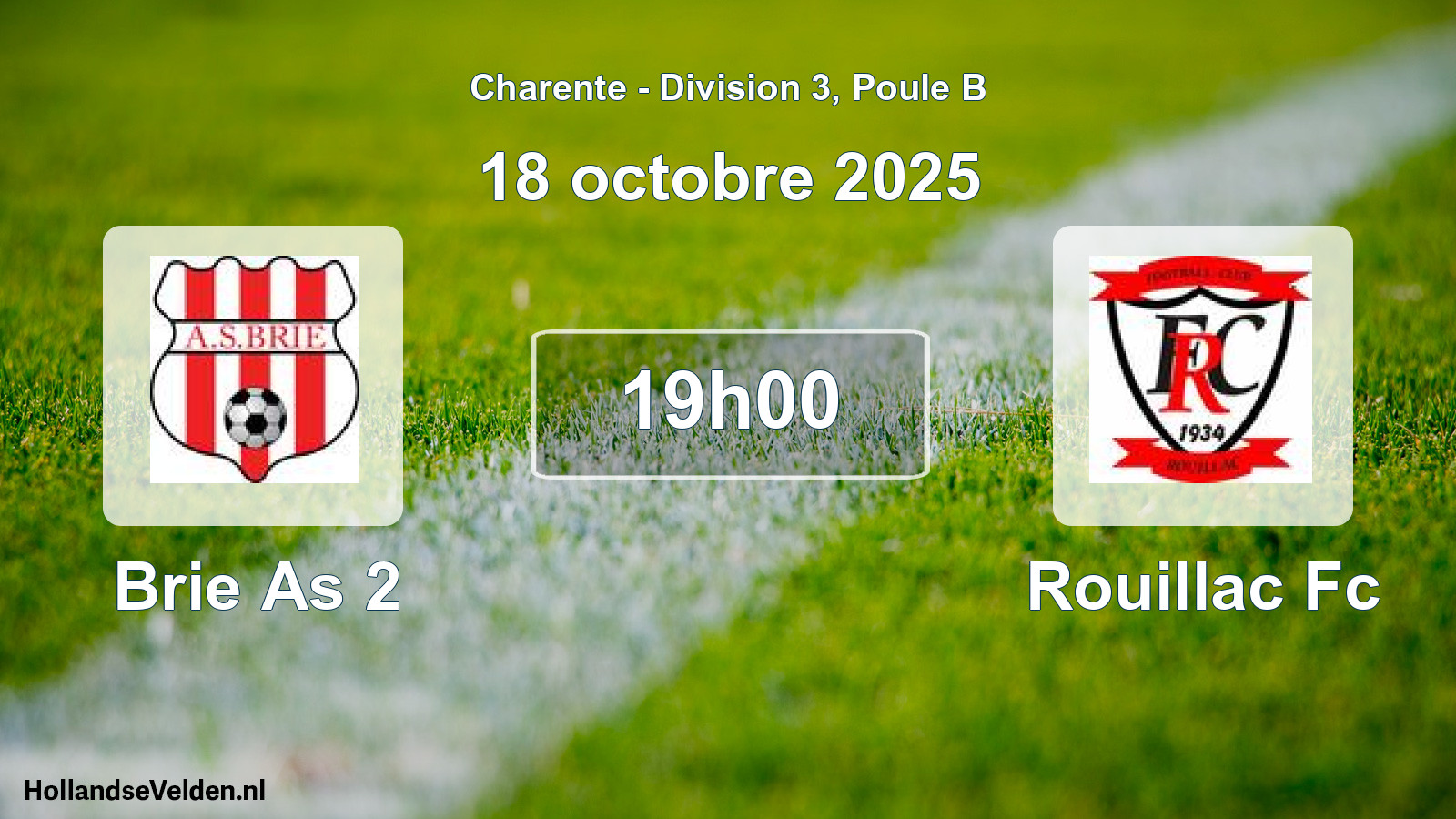 Geplande wedstrijd: Brie As 2 - Rouillac Fc (18 oktober 2025)