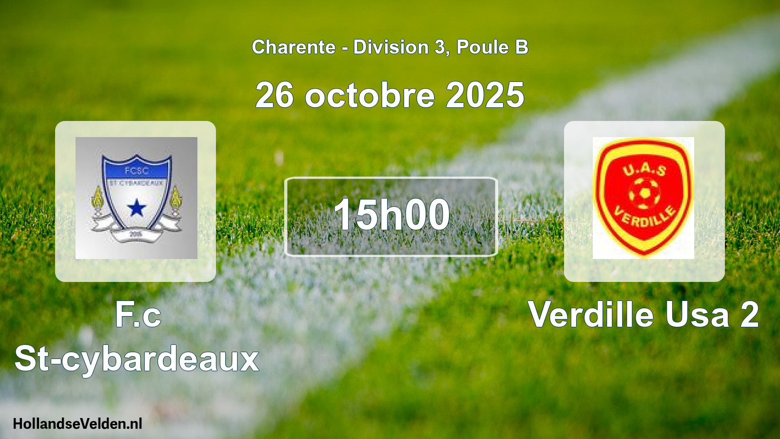 Geplande wedstrijd: F.c St-cybardeaux - Verdille Usa 2 (26 oktober 2025)