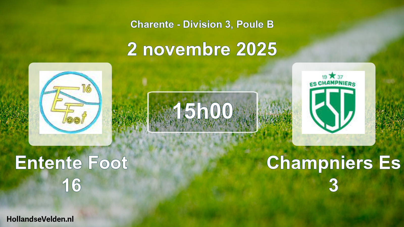 Geplande wedstrijd: Entente Foot 16 - Champniers Es 3 (2 novembre 2025)