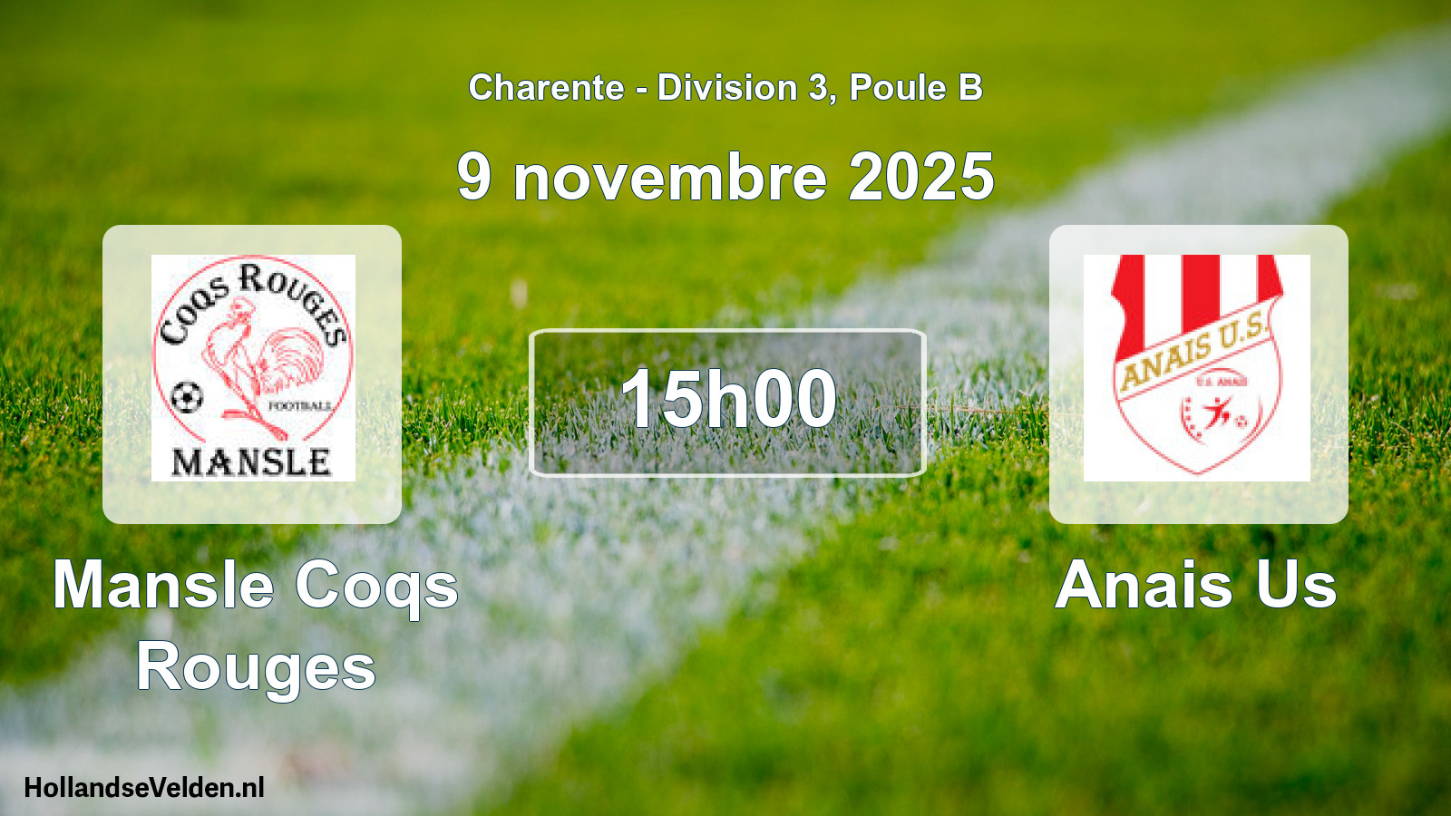 Geplande wedstrijd: Mansle Coqs Rouges - Anais Us (9 novembre 2025)