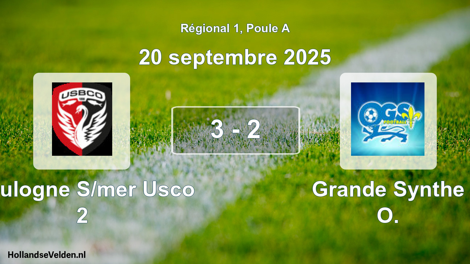 Gespeelde wedstrijd: Boulogne S/mer Usco 2 - Grande Synthe O. 3 - 2 (20 september 2025)