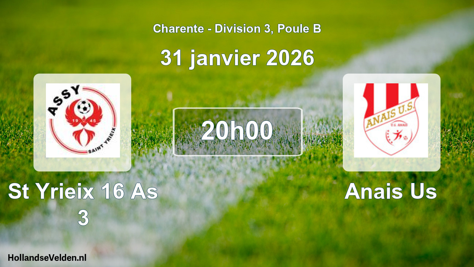 Scheduled Match: St Yrieix 16 As 3 - Anais Us (31 January 2026)