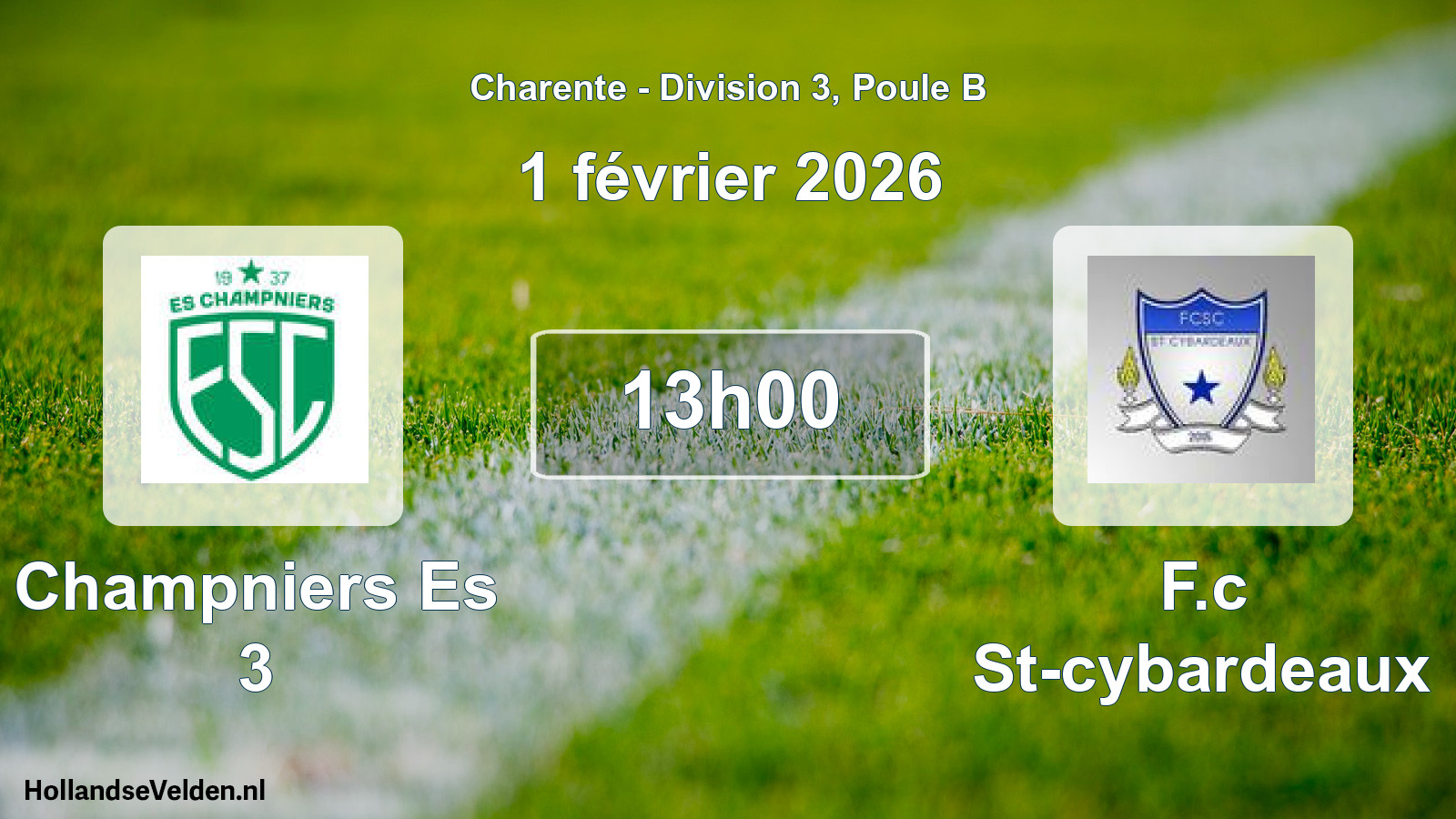 Geplande wedstrijd: Champniers Es 3 - F.c St-cybardeaux (1 februari 2026)